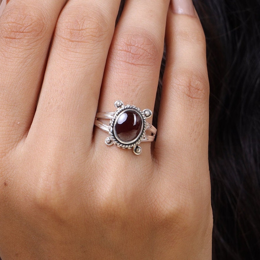 Garnet Sterling Silver Ring