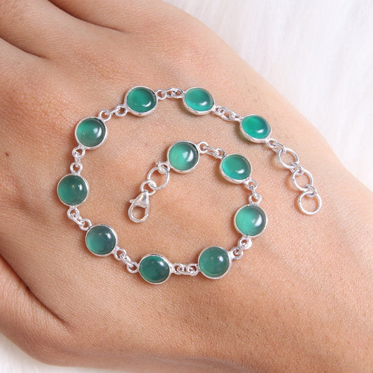 Green Onyx Sterling Silver Bracelet