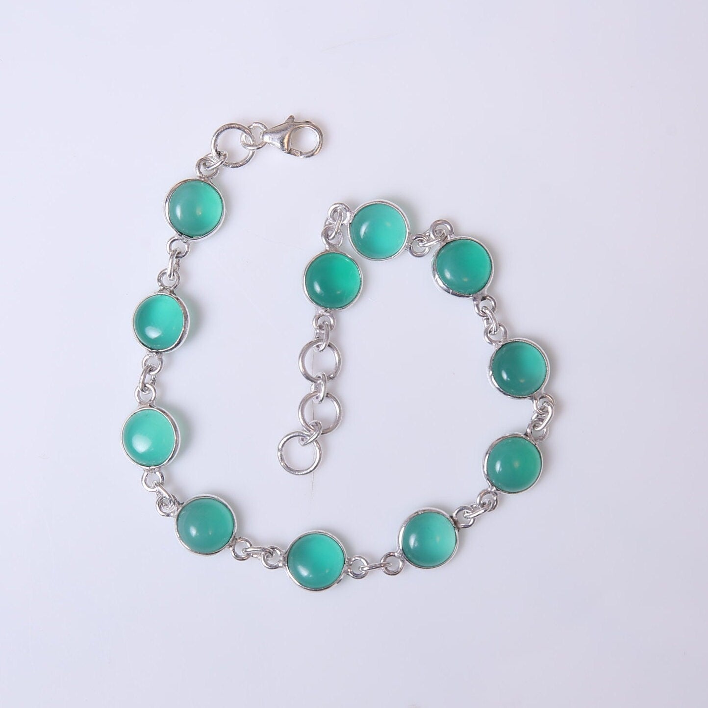 Green Onyx Sterling Silver Bracelet