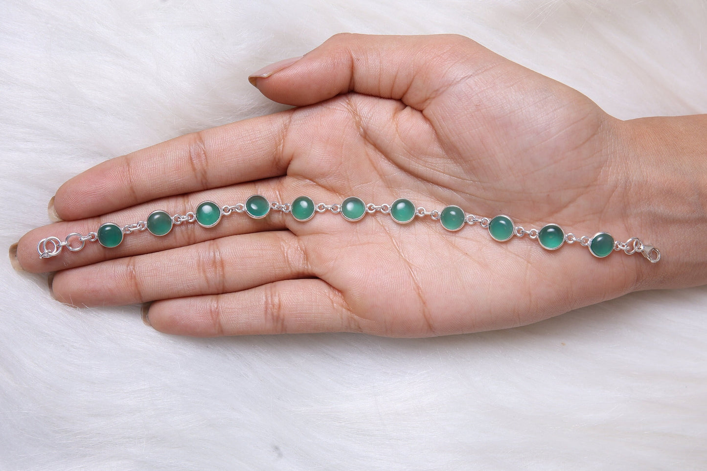 Green Onyx Sterling Silver Bracelet