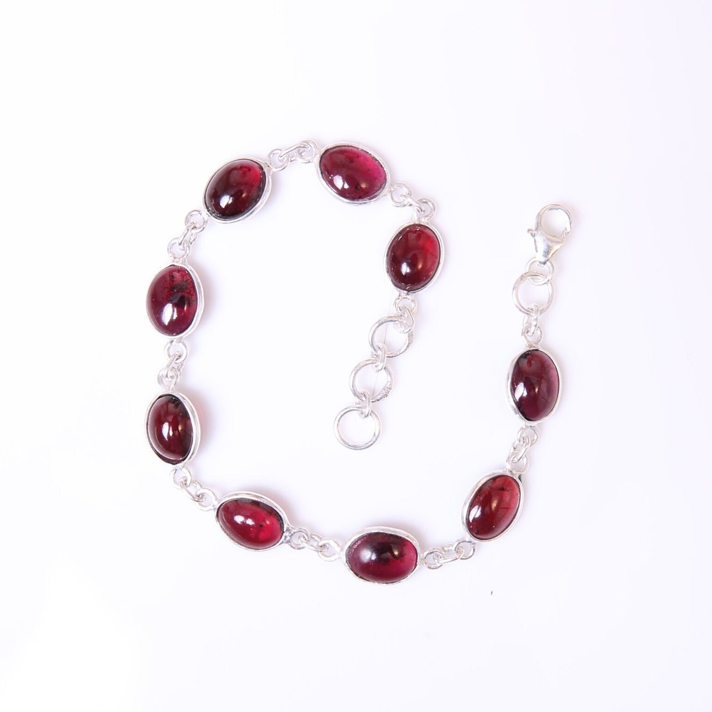 Garnet Sterling Silver Bracelet