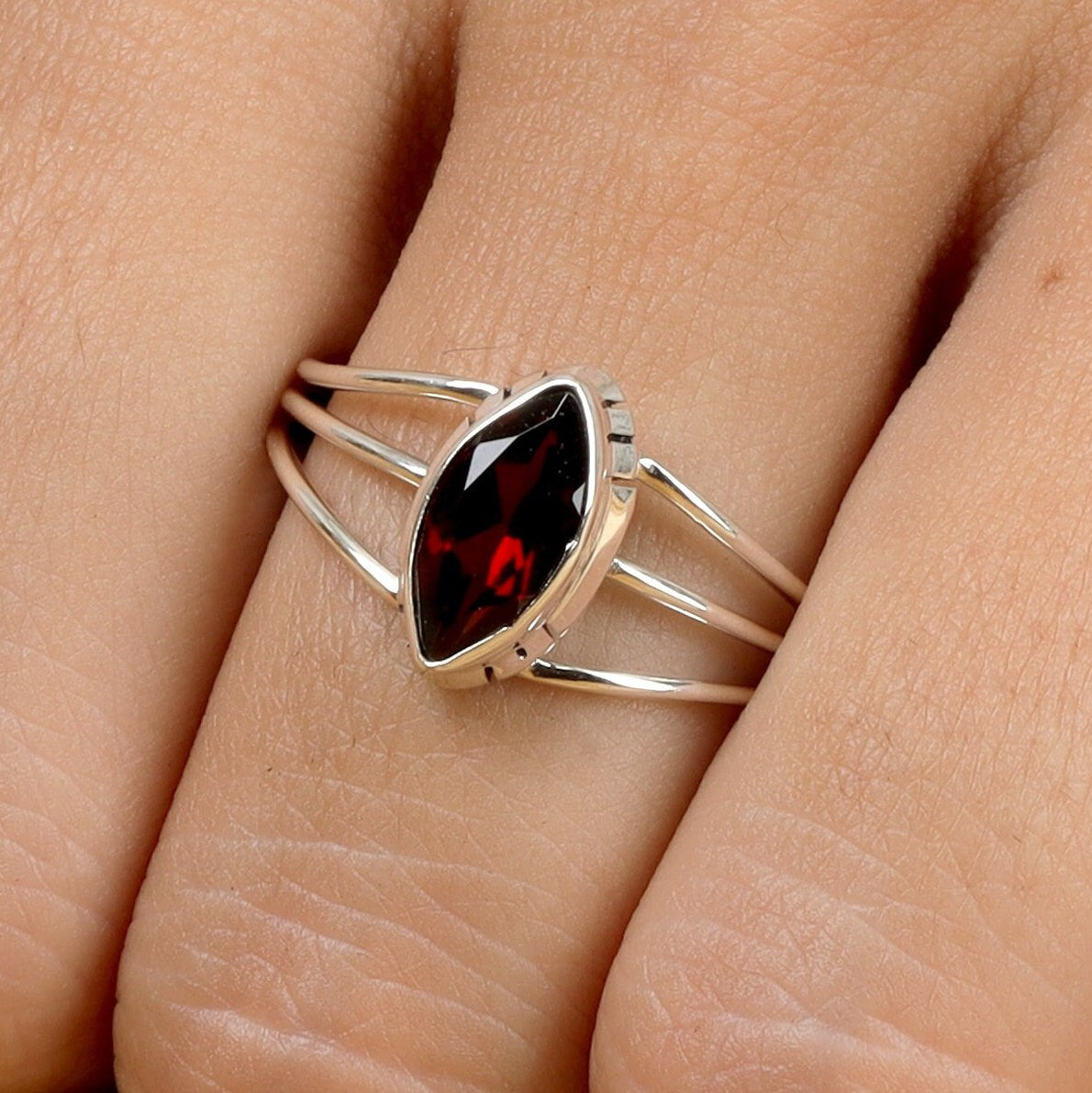 Garnet Sterling Silver Ring