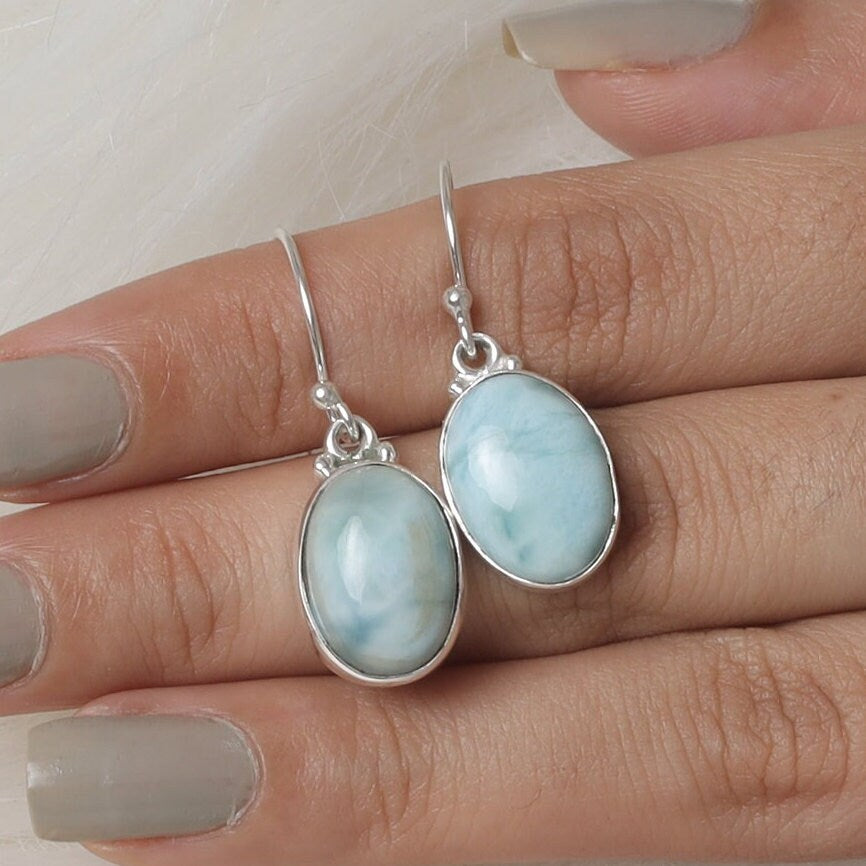 Dominican Larimar Sterling Silver Earrings