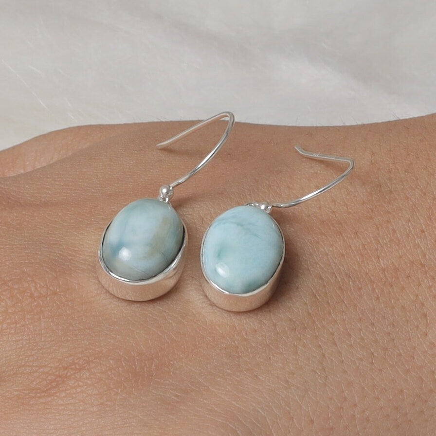 Dominican Larimar Sterling Silver Earrings