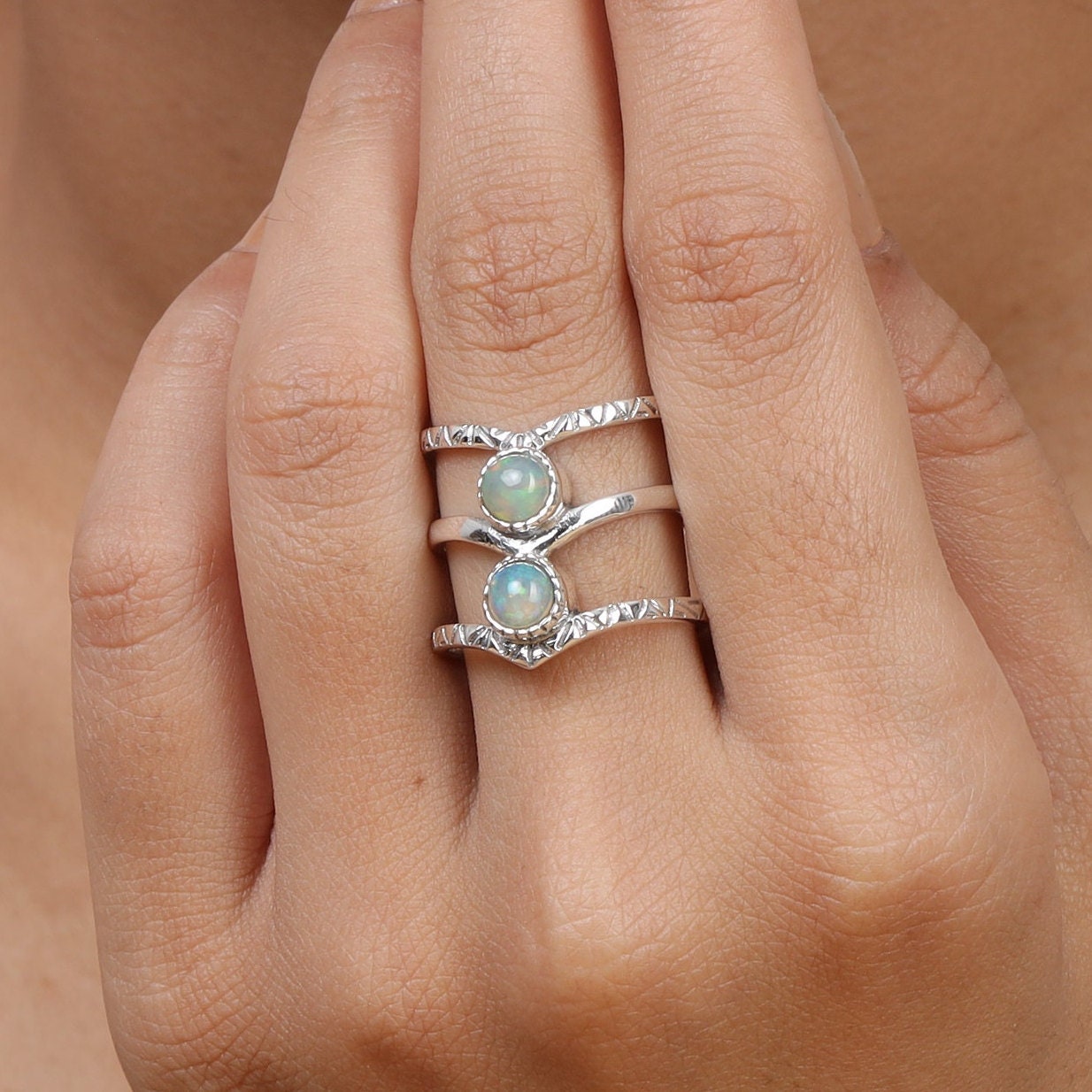 Ethiopian Opal Sterling Silver Ring