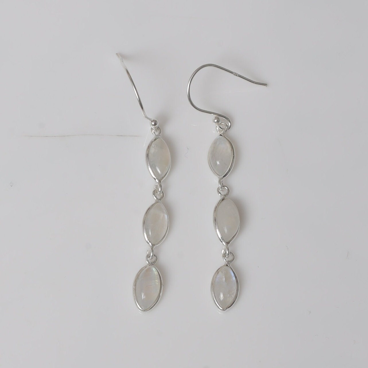 Rainbow Moonstone Sterling Silver Earrings