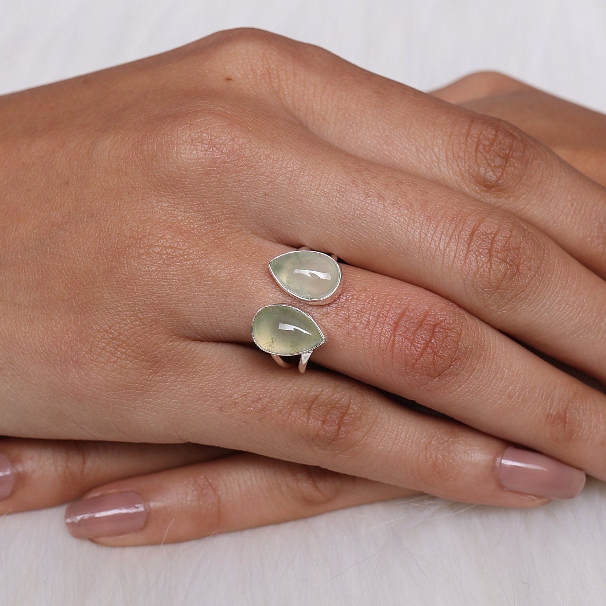 Prehnite Sterling Silver Ring