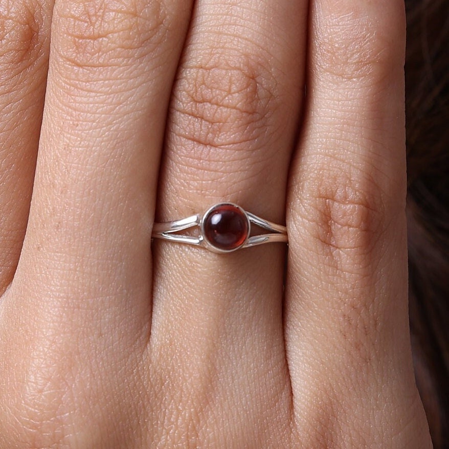 Garnet Solid Sterling Silver Ring