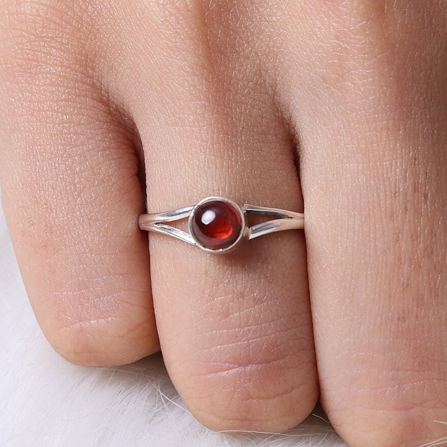 Garnet Solid Sterling Silver Ring