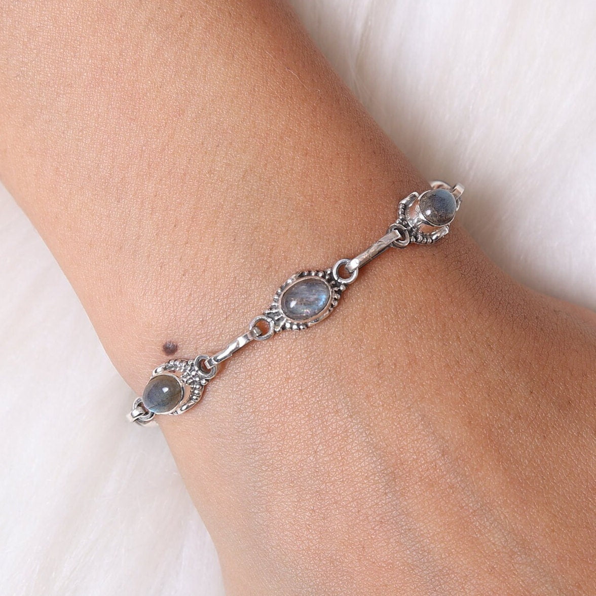 Labradorite Sterling Silver Bracelet