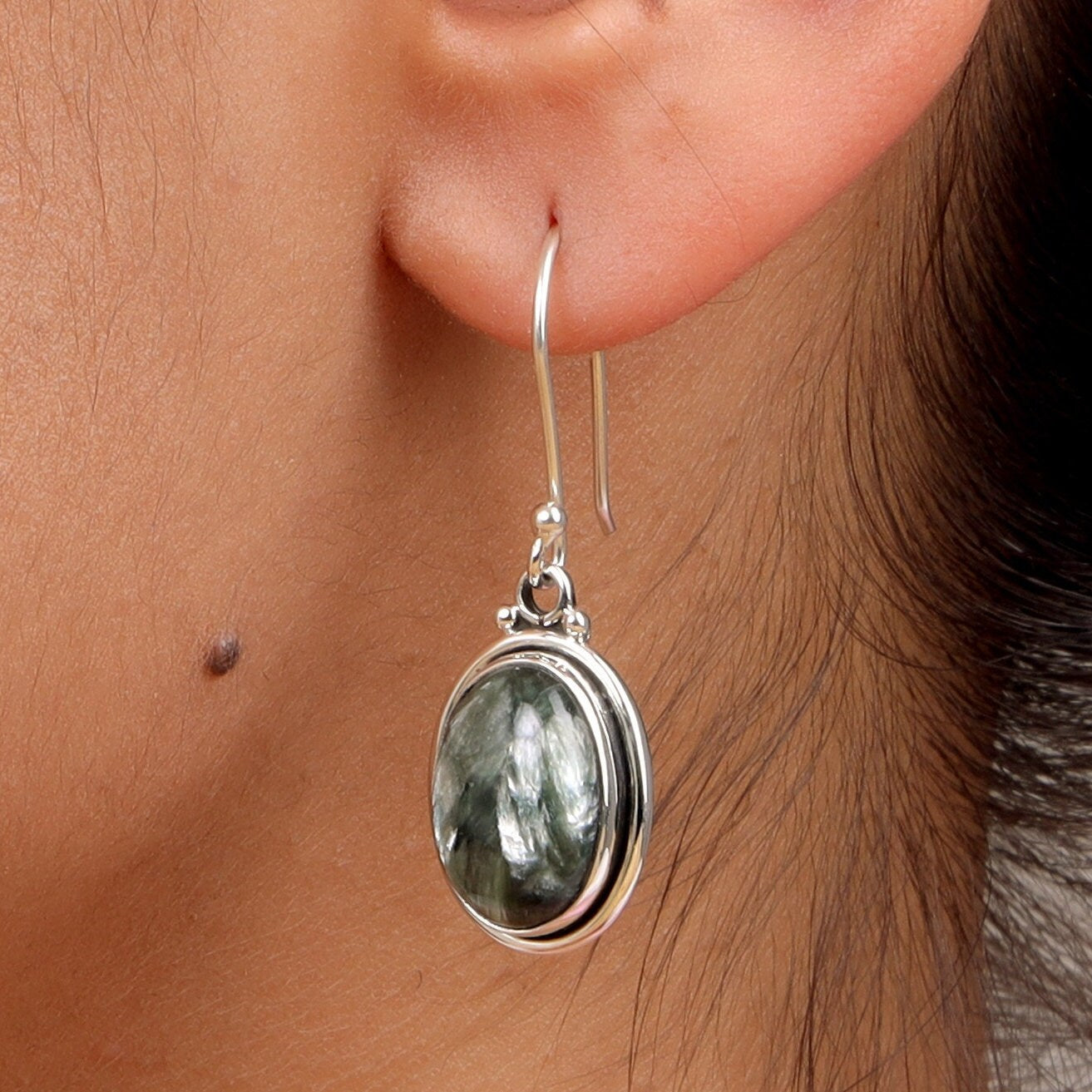 Seraphinite Sterling Silver Earrings