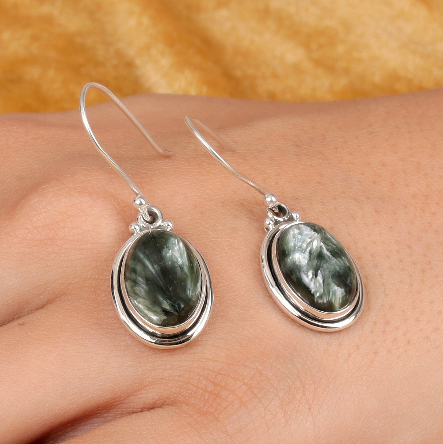 Seraphinite Sterling Silver Earrings