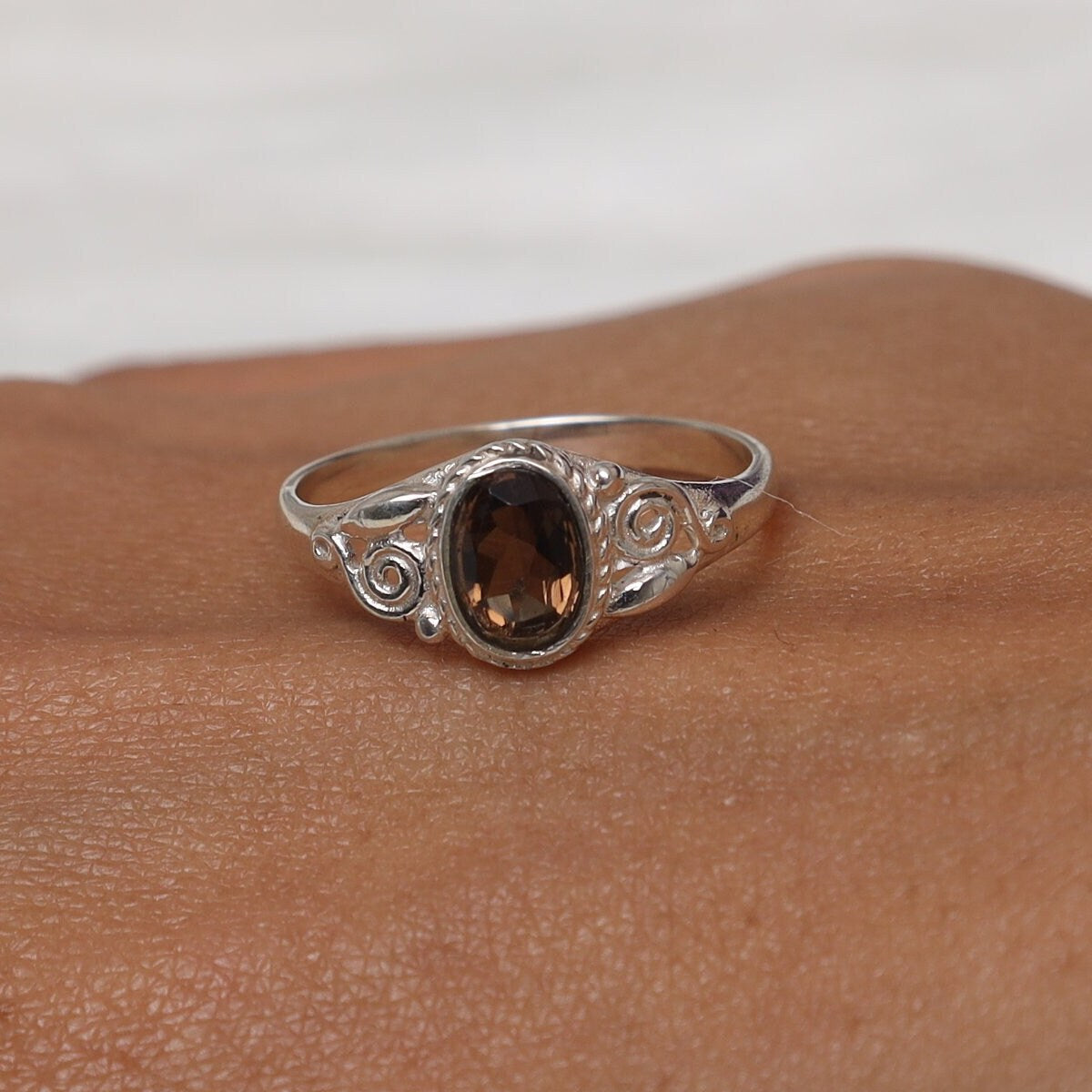 Smoky Topaz Sterling Silver Ring