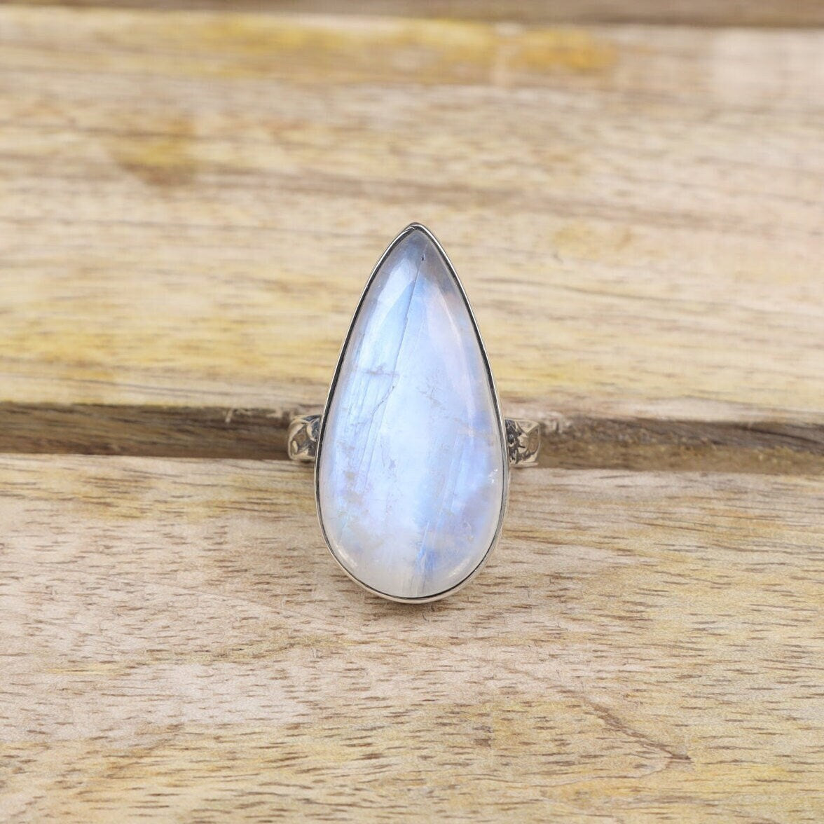 Rainbow Moonstone Sterling Silver Ring