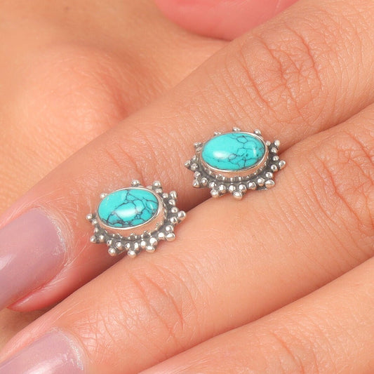 Turquoise Sterling Silver Stud Earrings