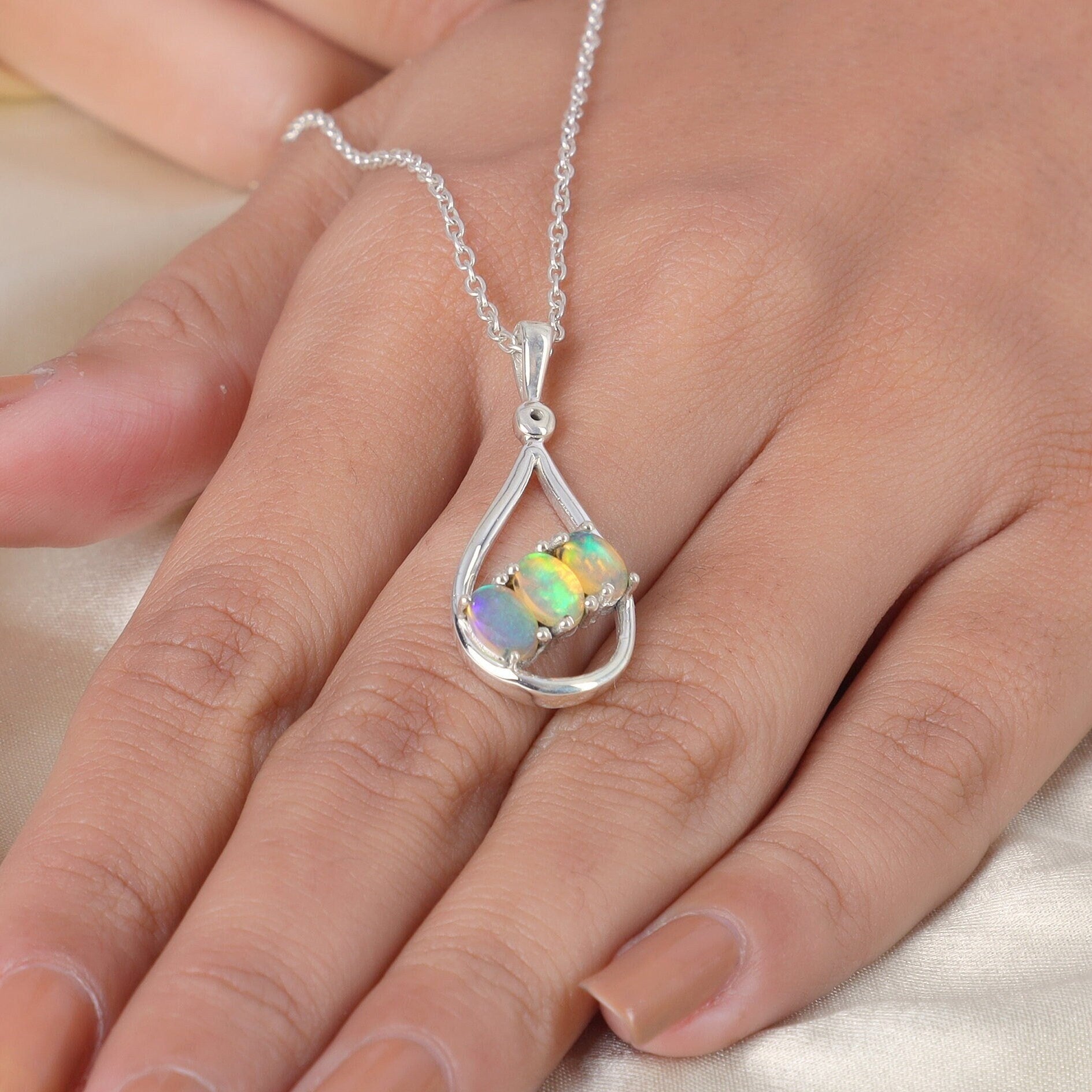 Ethiopian Opal Sterling Silver Pendant