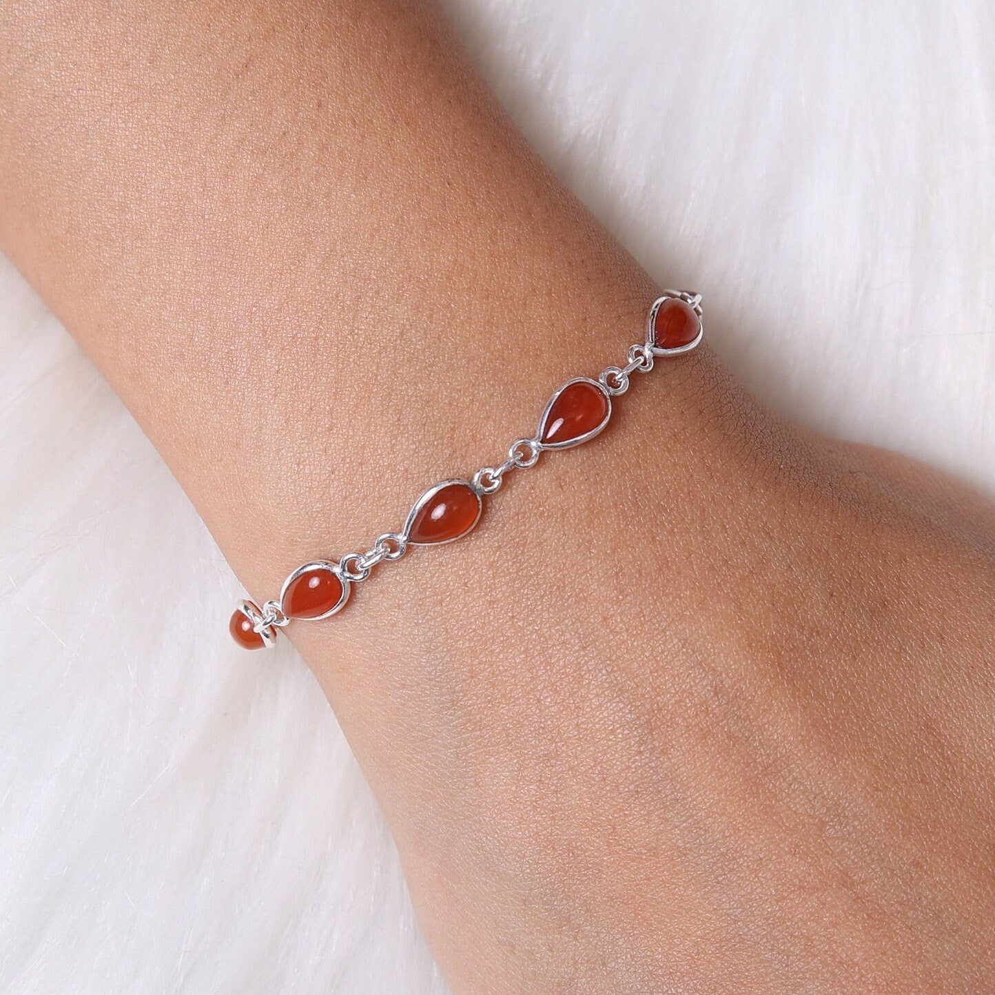 Carnelian Sterling Silver Bracelet