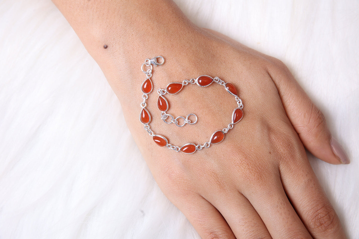 Carnelian Sterling Silver Bracelet