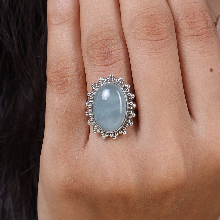 Aquamarine Sterling Silver Ring