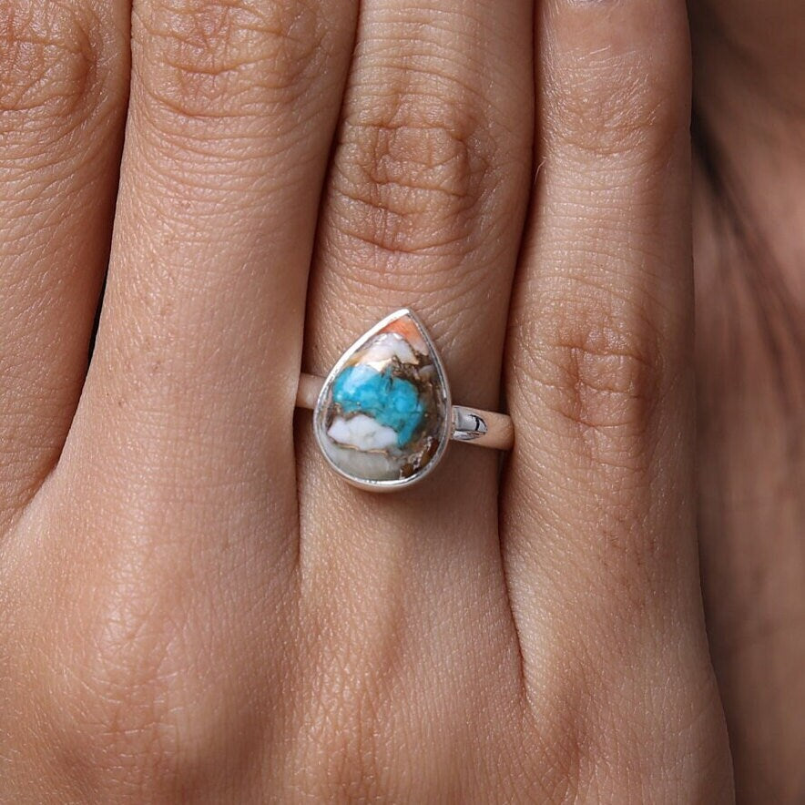 Oyster Turquoise Sterling Silver Ring