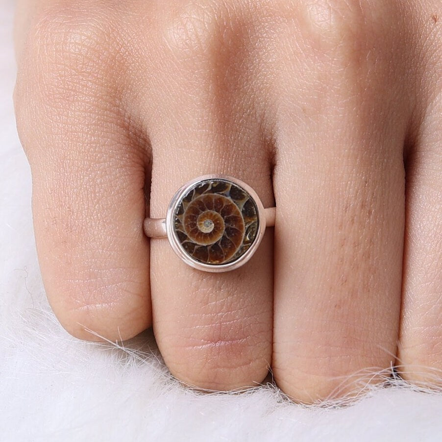 Ammonite Sterling Silver Ring