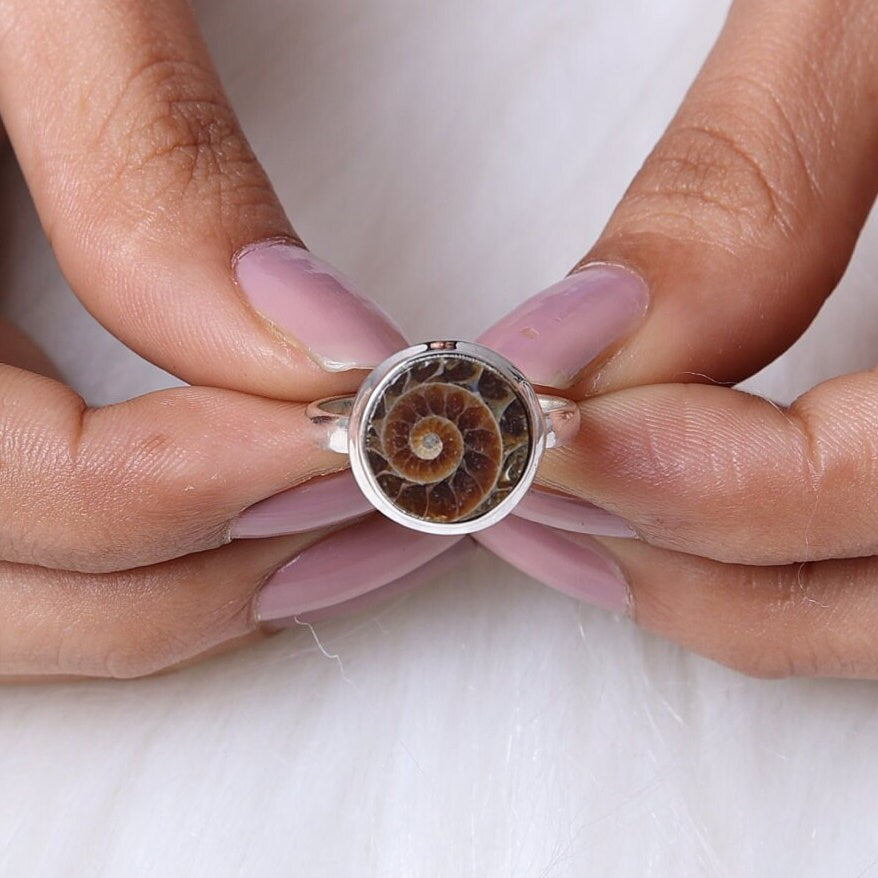 Ammonite Sterling Silver Ring