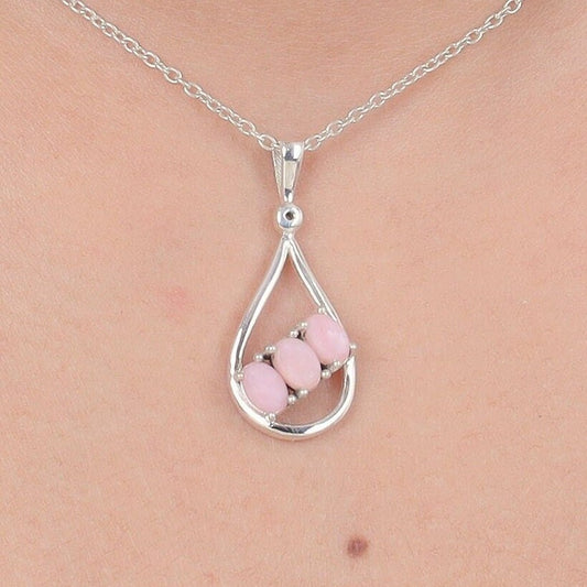 Pink Opal Sterling Silver Pendant