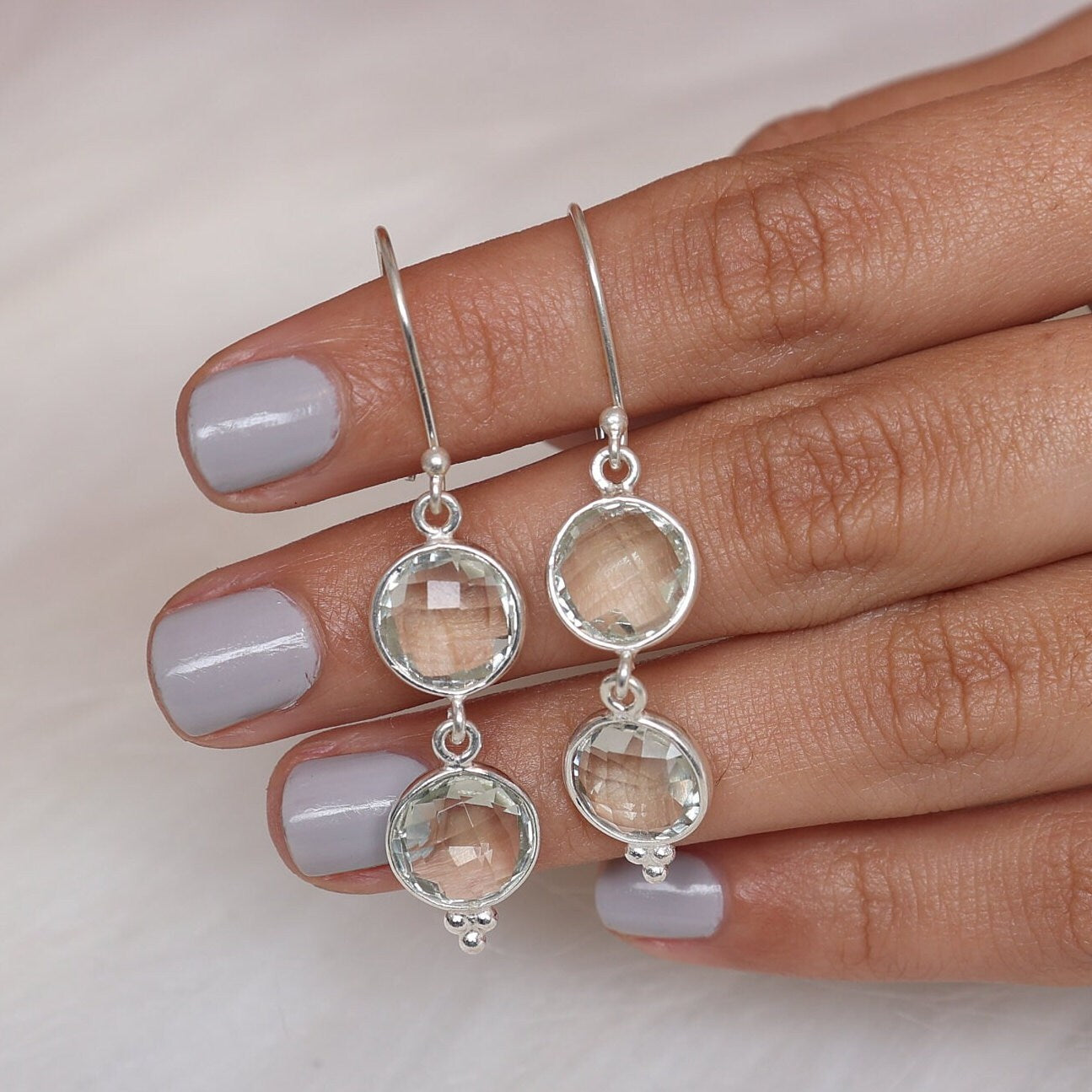 Green Amethyst Sterling Silver Earrings