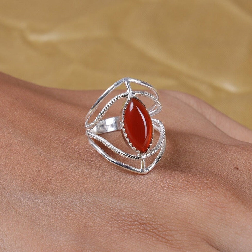 Carnelian 925 Sterling Silver Ring