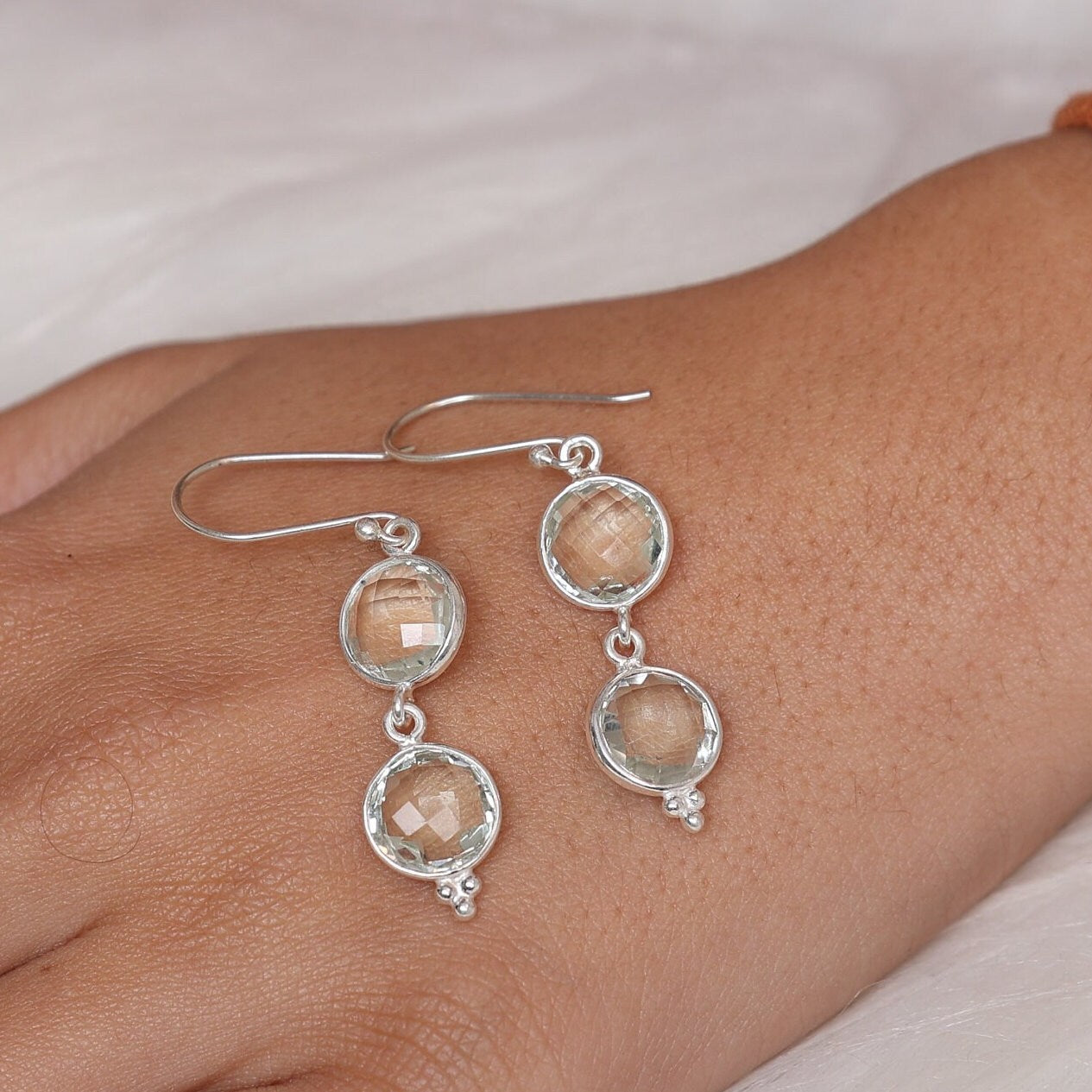 Green Amethyst Sterling Silver Earrings