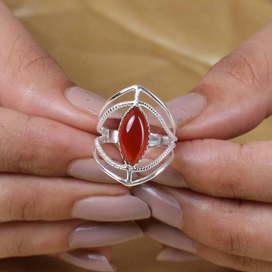 Carnelian 925 Sterling Silver Ring