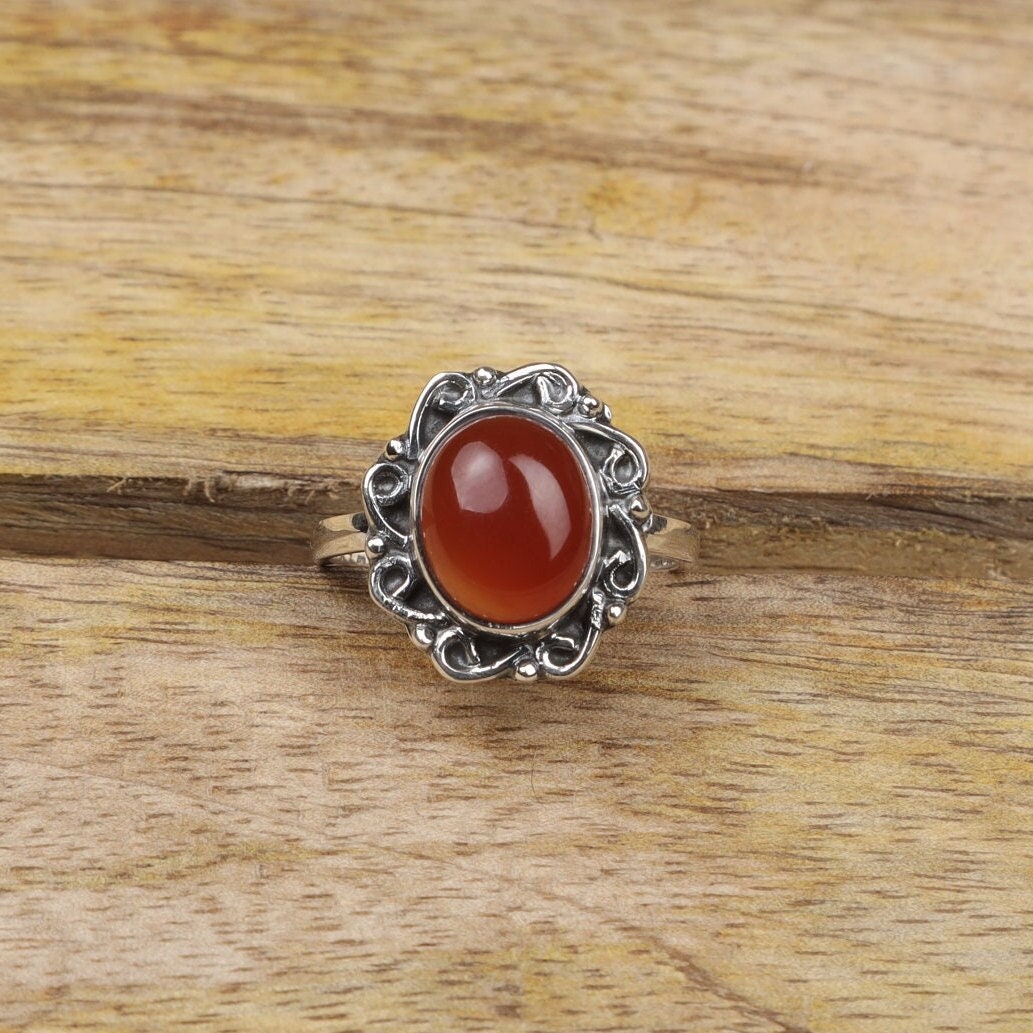 Carnelian 925 Sterling Silver Ring