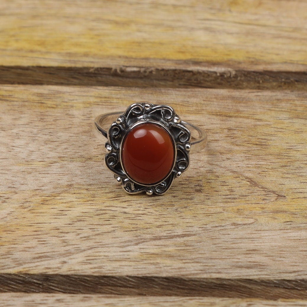 Carnelian 925 Sterling Silver Ring