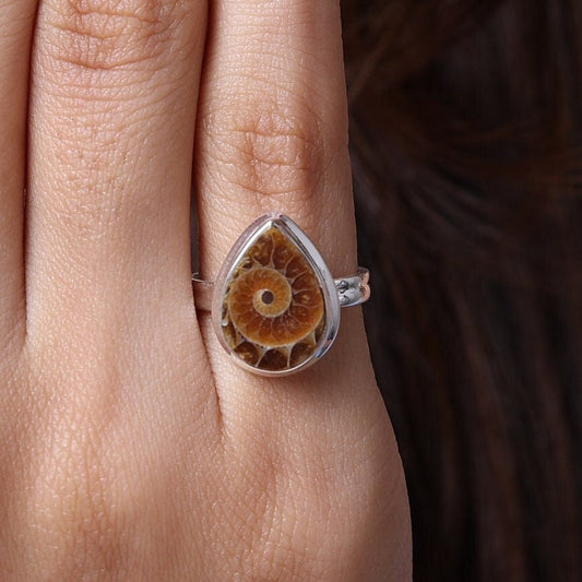 Ammonite 925 Sterling Silver Ring