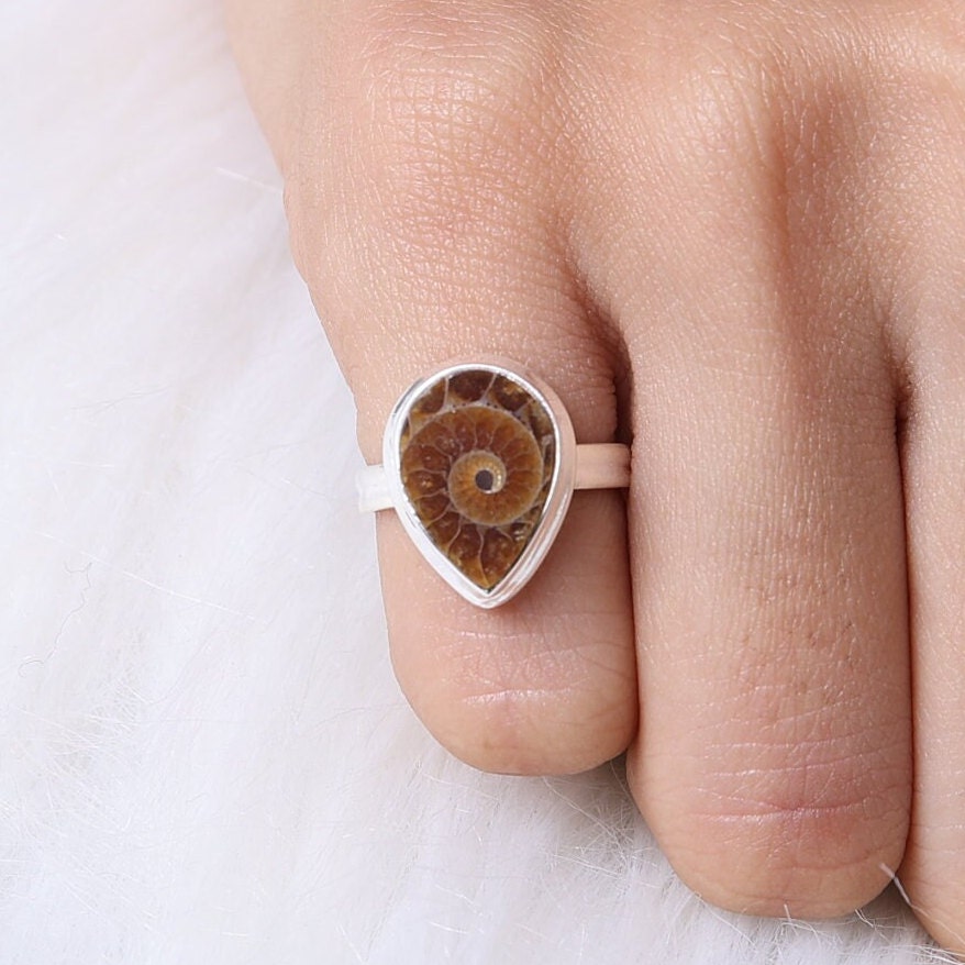 Ammonite 925 Sterling Silver Ring