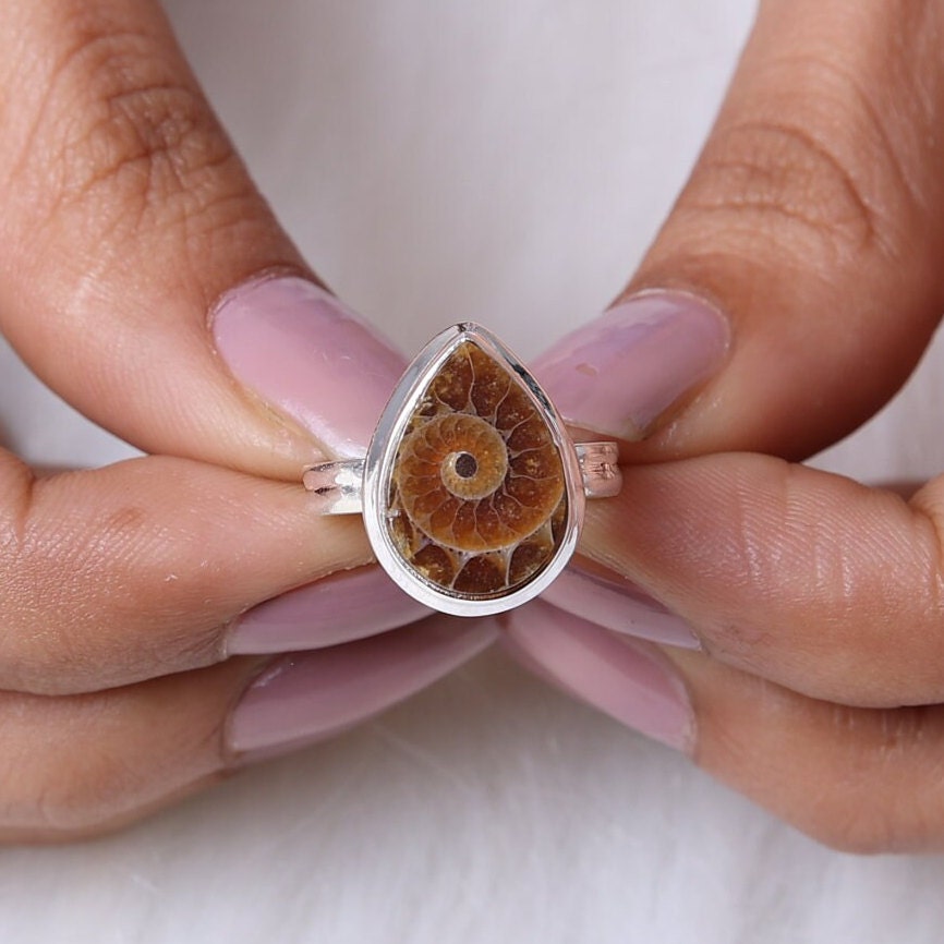 Ammonite 925 Sterling Silver Ring