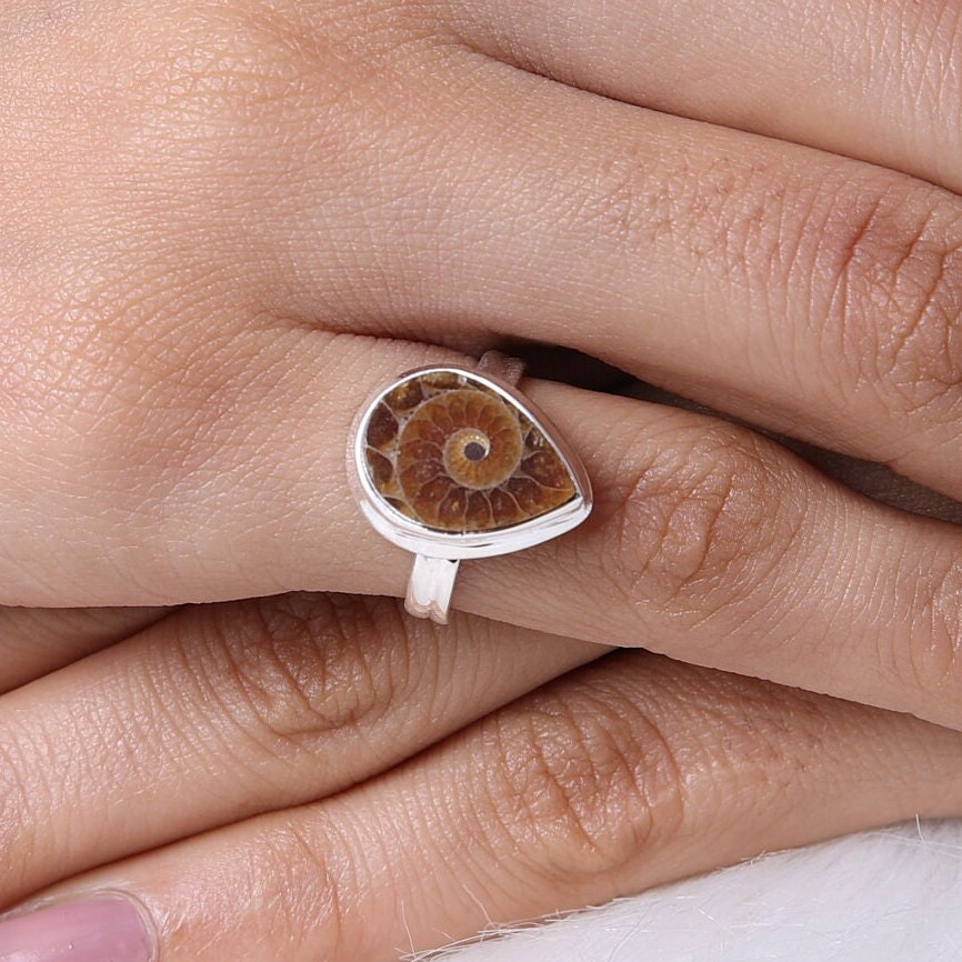 Ammonite 925 Sterling Silver Ring