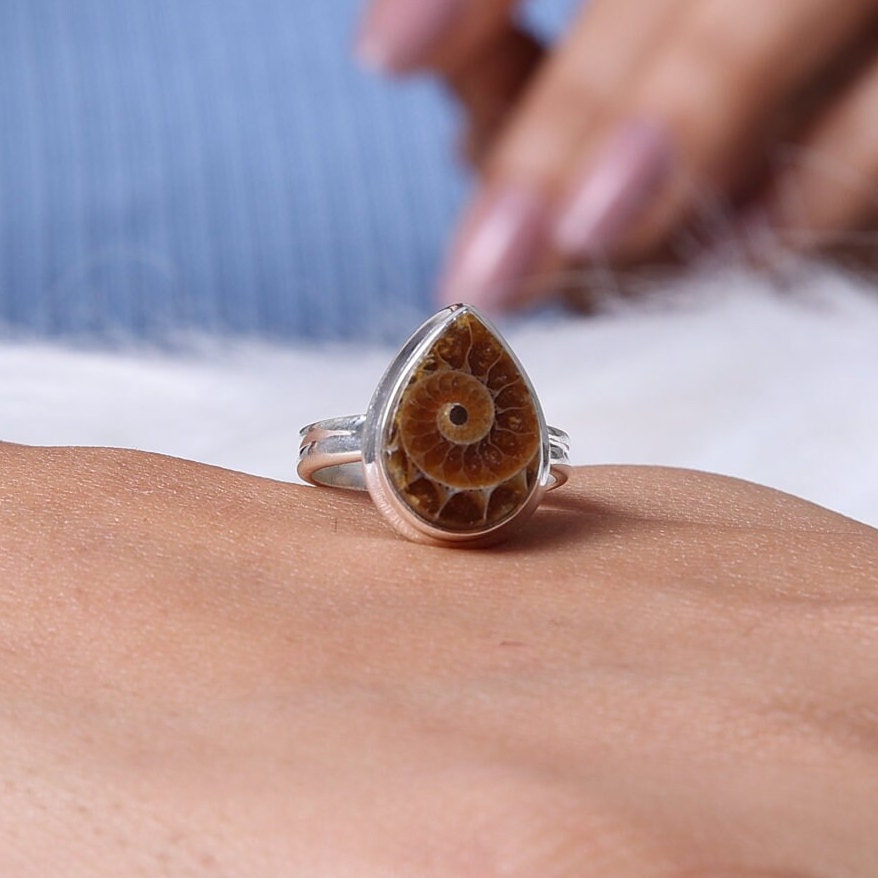 Ammonite 925 Sterling Silver Ring