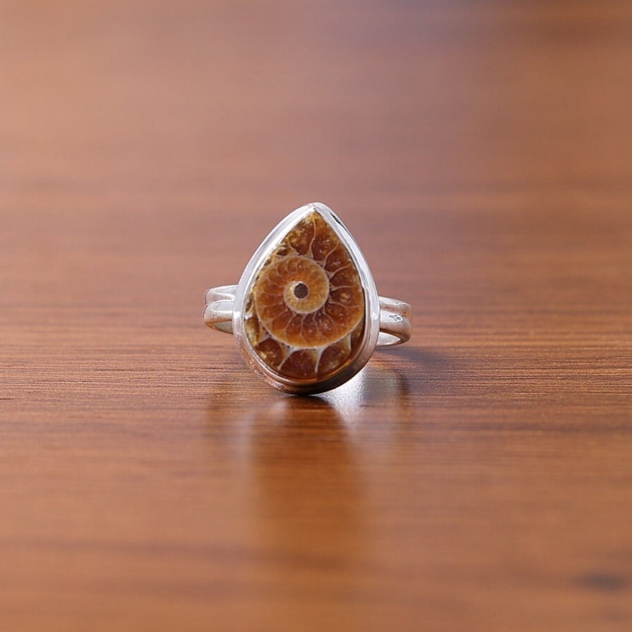 Ammonite 925 Sterling Silver Ring