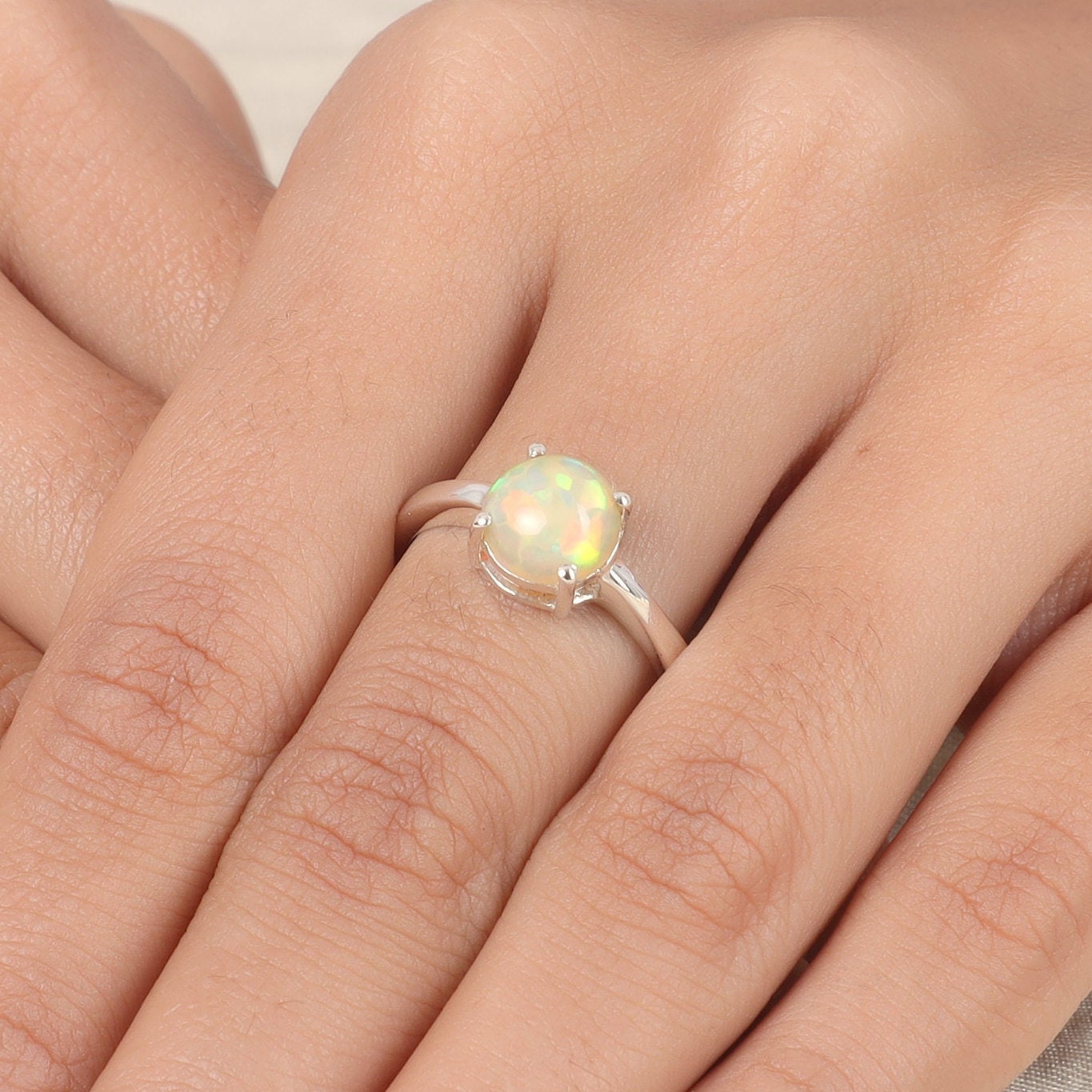 Ethiopian Opal Sterling Silver Ring