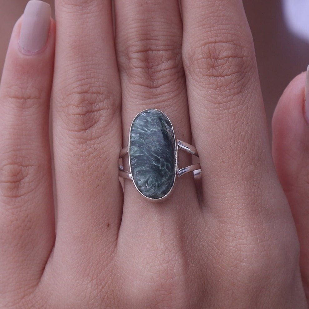 Seraphinite Sterling Silver Ring