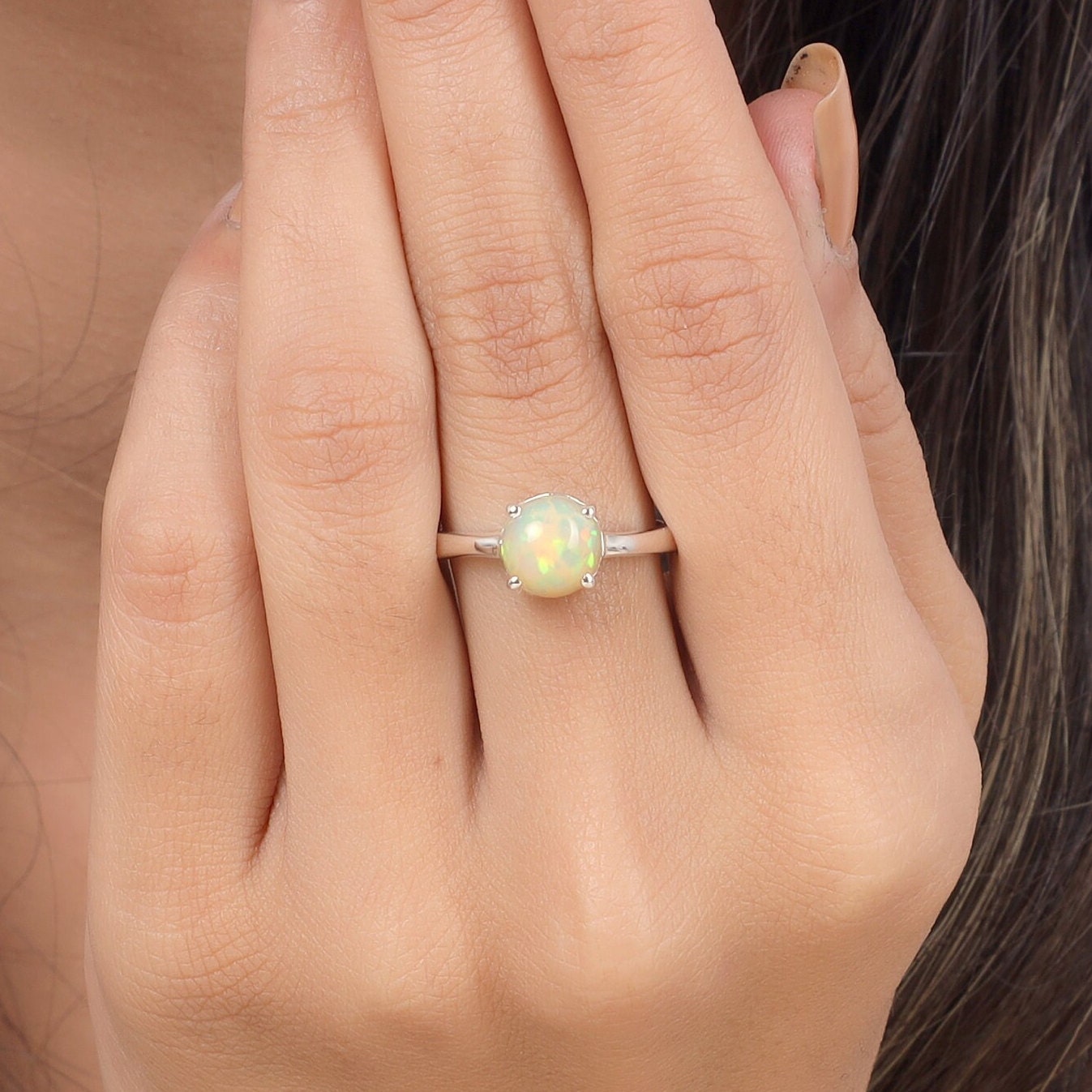 Ethiopian Opal Sterling Silver Ring