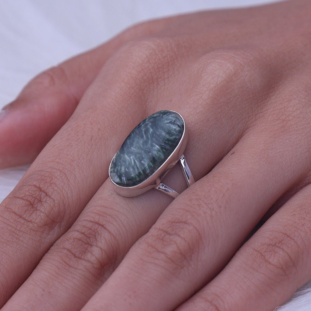 Seraphinite Sterling Silver Ring