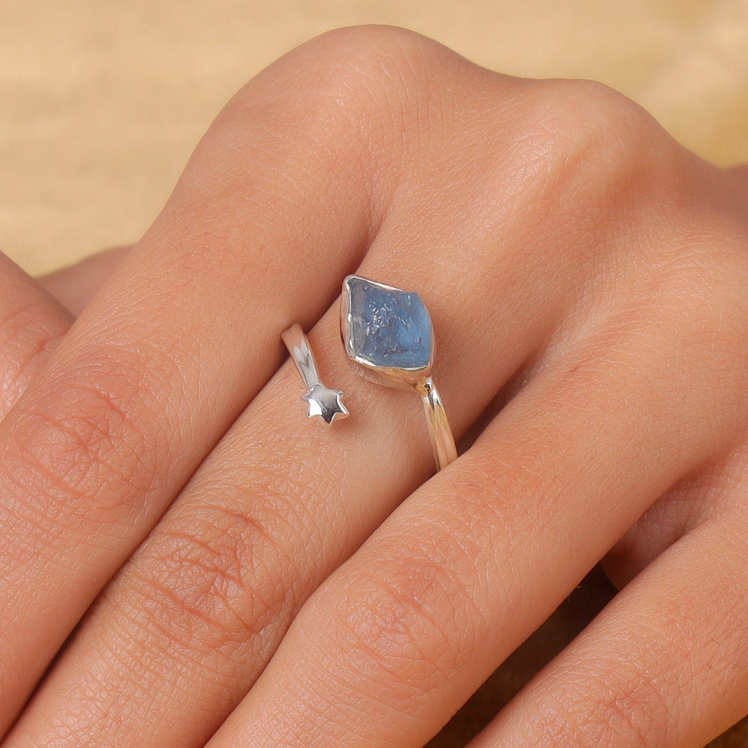 Raw Aquamarine Sterling Silver Ring