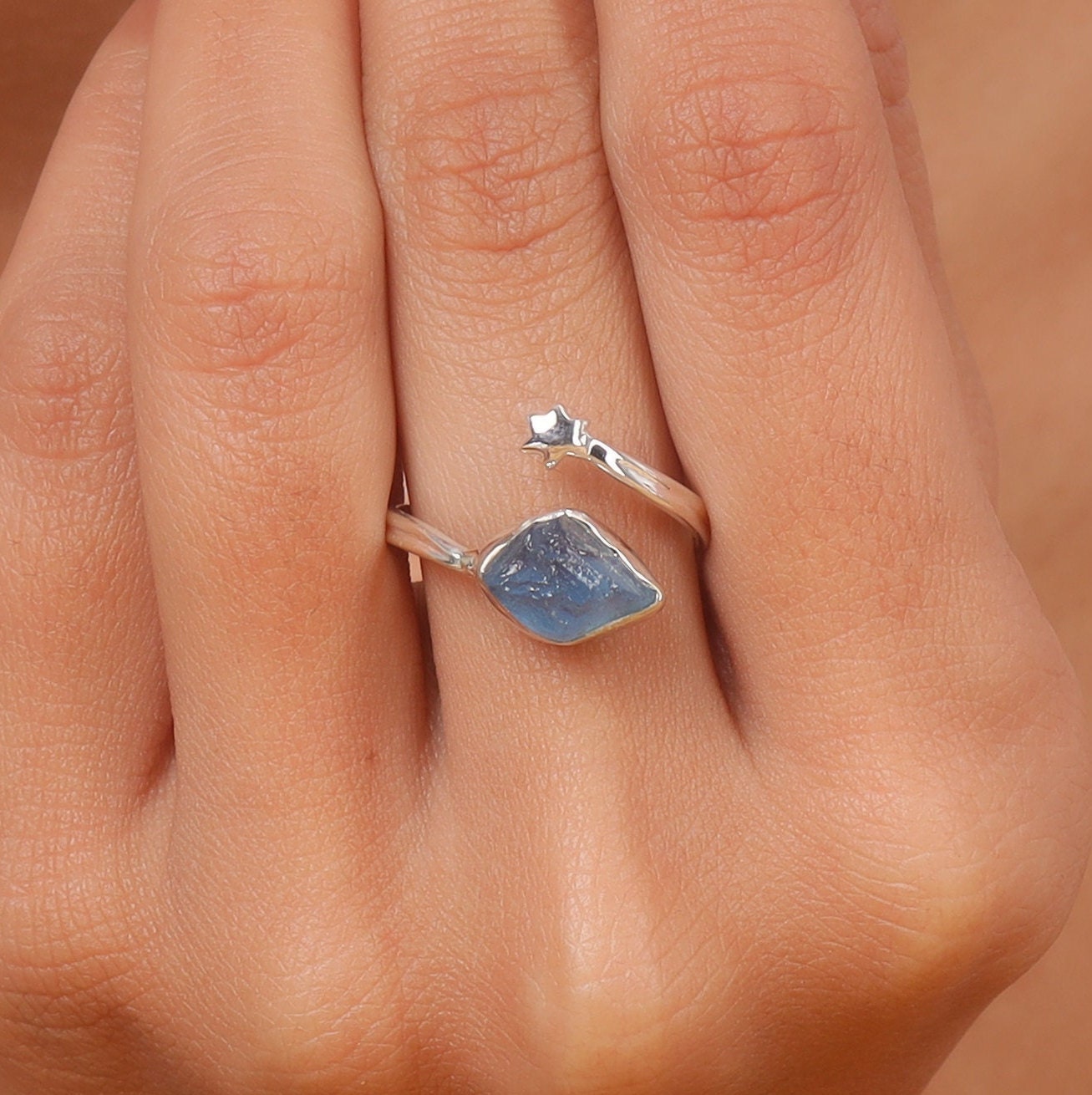 Raw Aquamarine Sterling Silver Ring