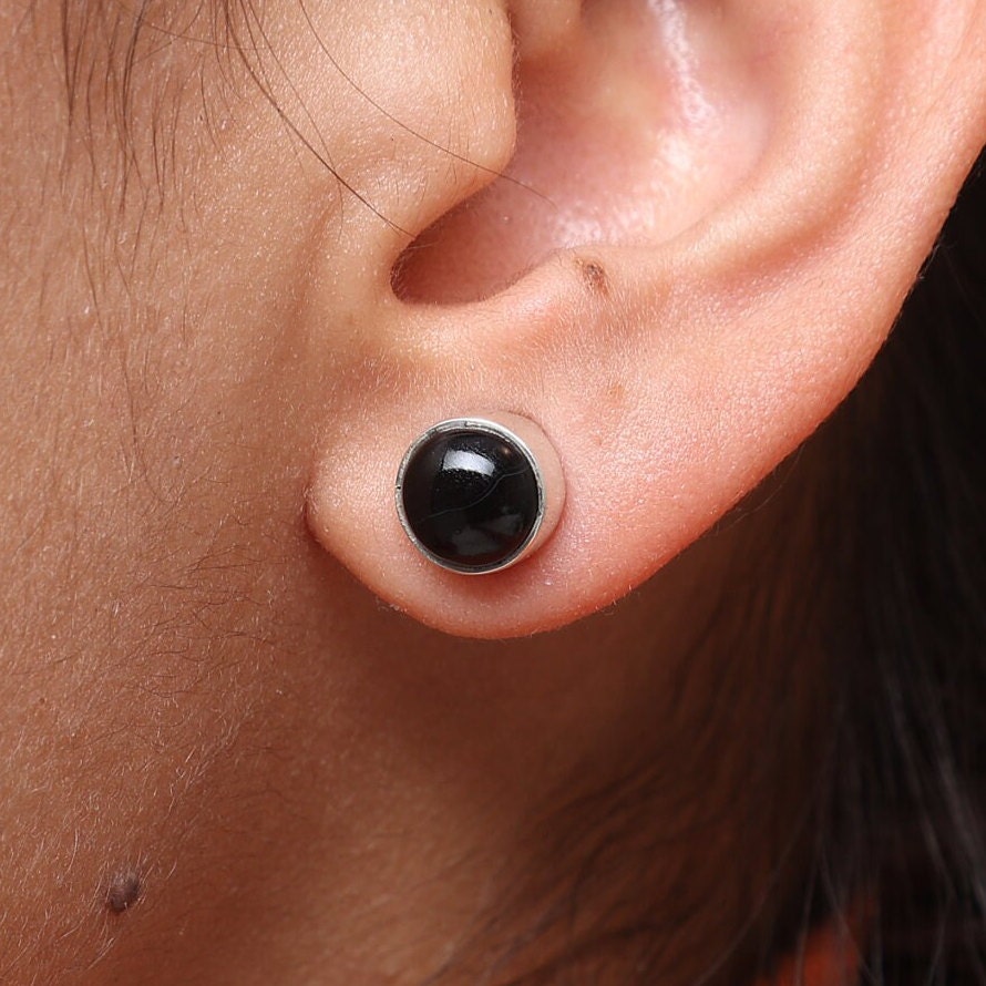 Black Onyx Sterling Silver Stud Earrings