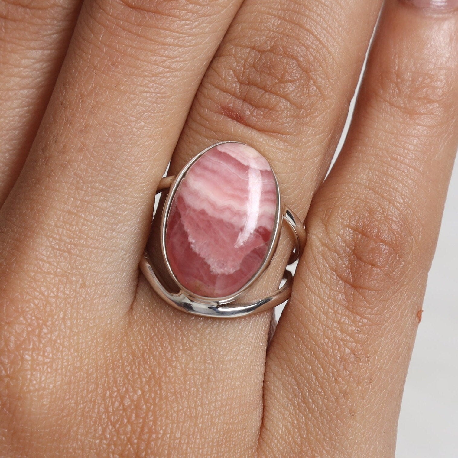 Rhodochrosite Sterling Silver Ring