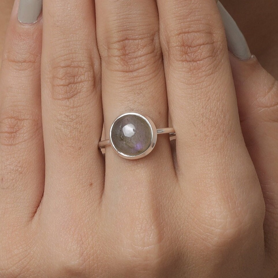 Purple Labradorite Sterling Silver Ring