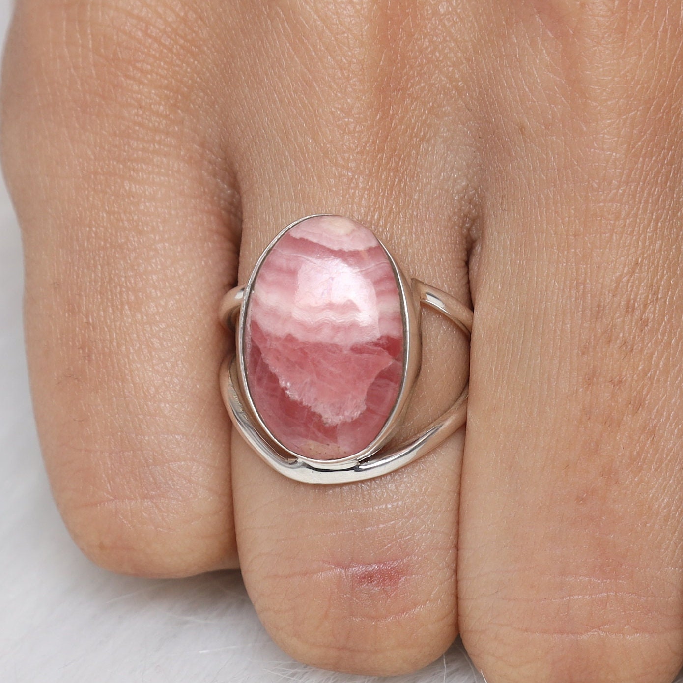 Rhodochrosite Sterling Silver Ring