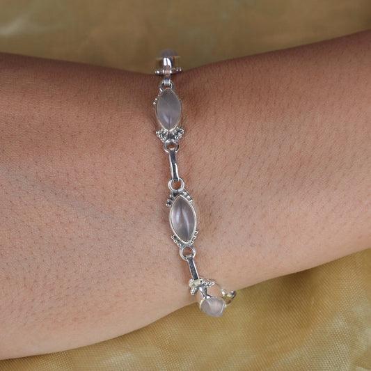 Rose Quartz Sterling Silver Bracelet